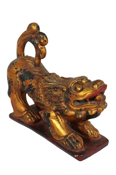 Lot 23 - CHINESE CARVED TEMPLE GUARDIAN