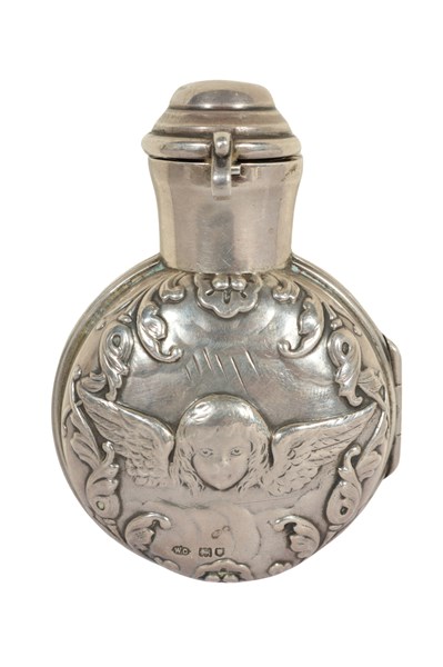 Lot 99 - SILVER SILVER FLASK SALTS BOTTLE