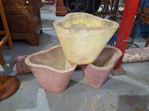 Lot 326 - THREE CONCRETE GARDEN POTS
