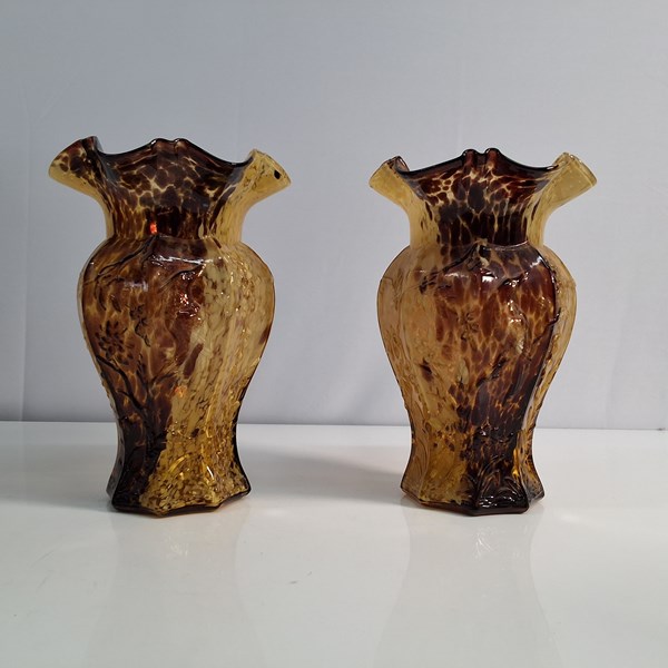 Lot 1362 - PAIR OF GLASS VASES